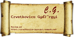 Czvetkovics Györgyi névjegykártya